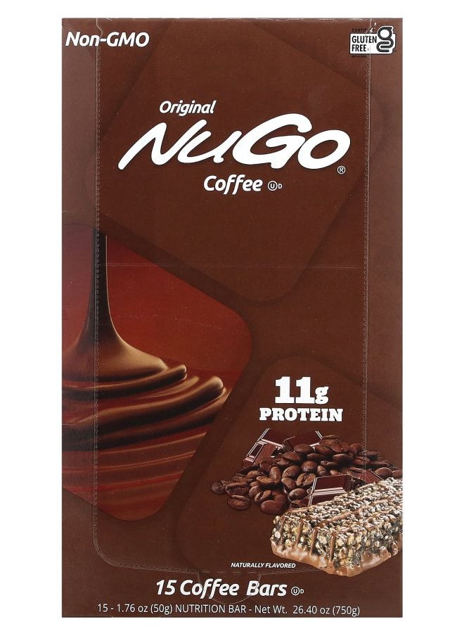 NuGo Coffee Nutrition Bar 15 Bars 1.76 oz (50 g) Each 