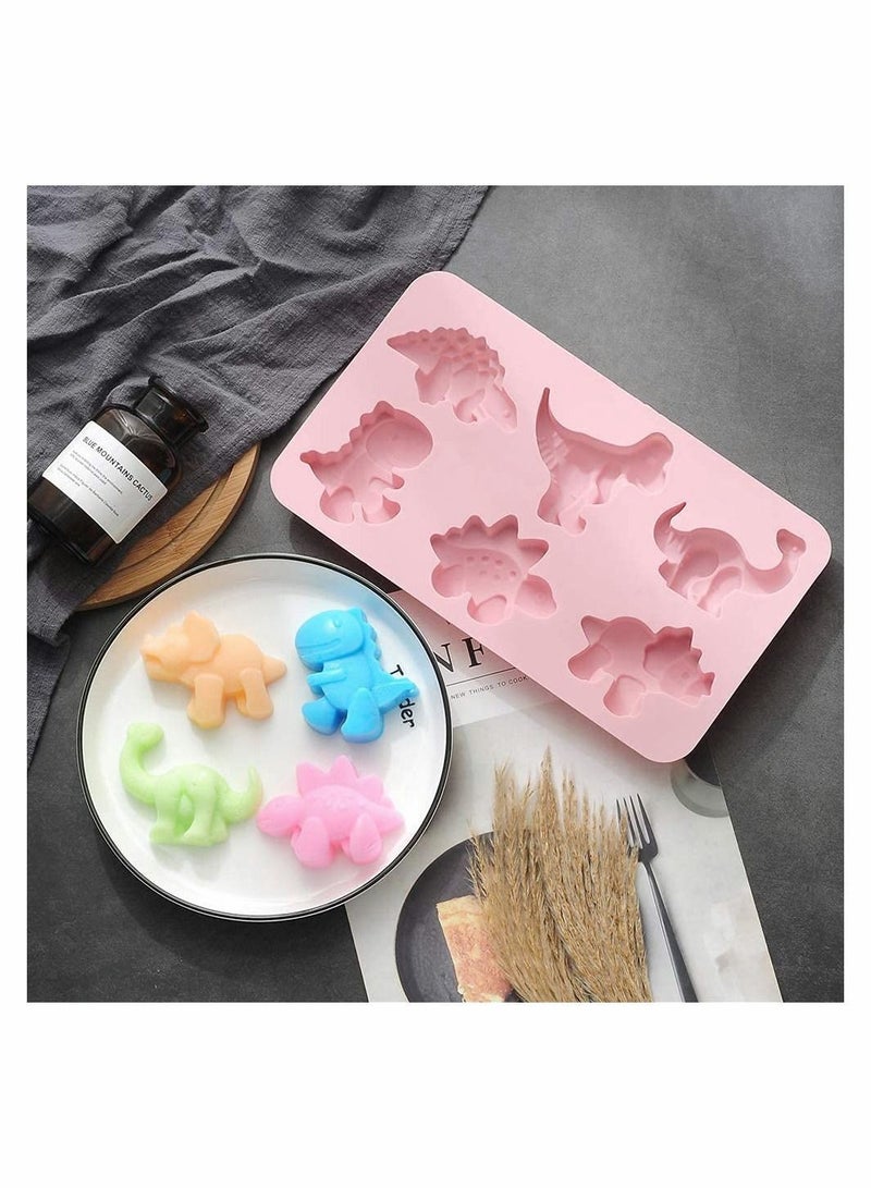 2 Pcs Cute Dinosaur Silicone Cake Molds Kid' s Cartoon Dino Chocolate Gummy Mold Tray 6 Grids DIY Handmade Soap Different Shapes Candy Fondant Mould Baking Decorating Tools - Image 3