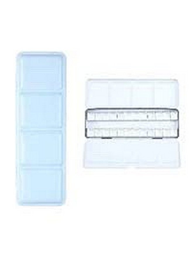 Travel Artist Empty Watercolor Tins Box Palette Paint Case Medium Colorful Tin With 24Pcs Half Pans (Fog Blue)