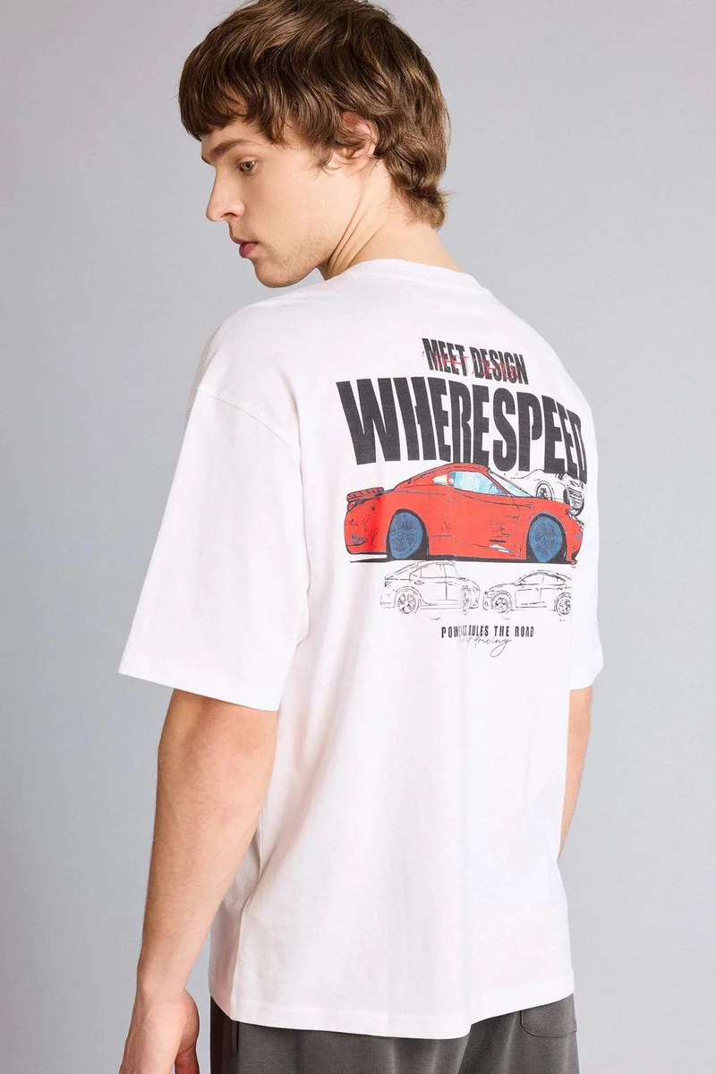 ديفاكتو Boxy Fit Printed Short Sleeve T-Shirt