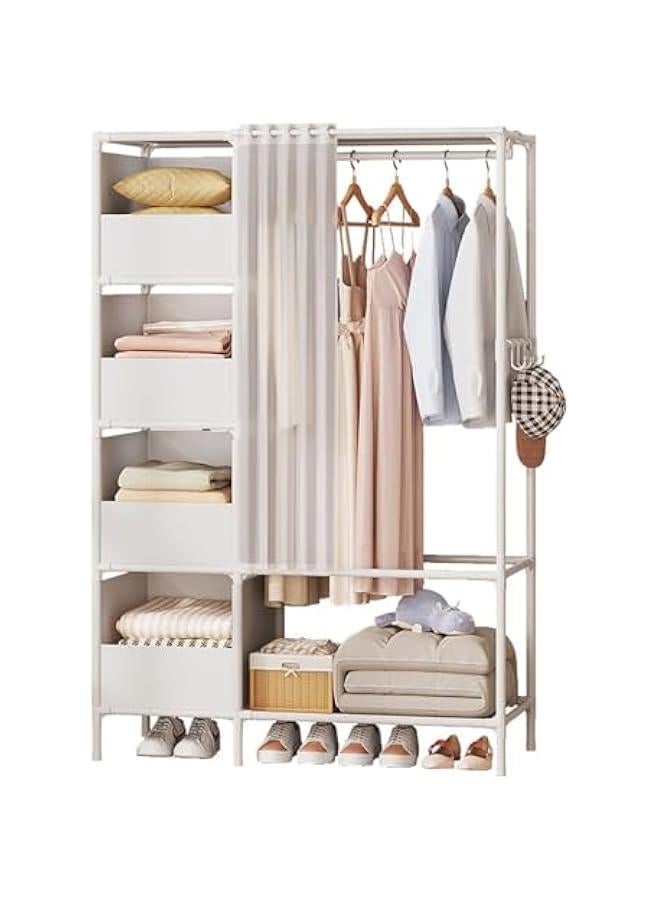 HOOKOR Clothes Rack, Clothing Rack with Storage Bag, Garment Rack, Non-woven Shelves for Shoes, Clothes Rack for Bedroom, Hallway, Entryway (28-05)  - Image 1