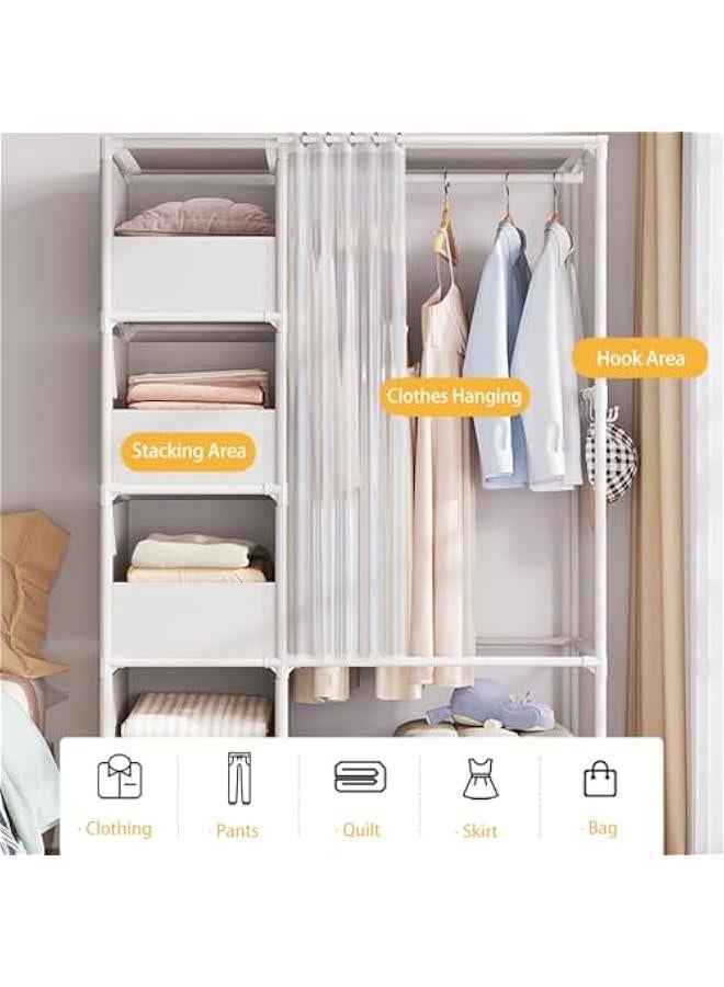 HOOKOR Clothes Rack, Clothing Rack with Storage Bag, Garment Rack, Non-woven Shelves for Shoes, Clothes Rack for Bedroom, Hallway, Entryway (28-05)  - Image 2