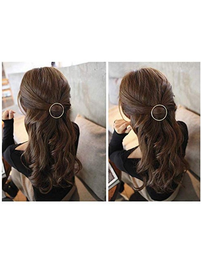 LASSUM Assum 2 Pcs Minimalist Dainty Hollow Geometric Round Circle Metal Hairpin Hair Clip For Women And Girls On Any Occasion ( Gold & Silver ) - Image 5