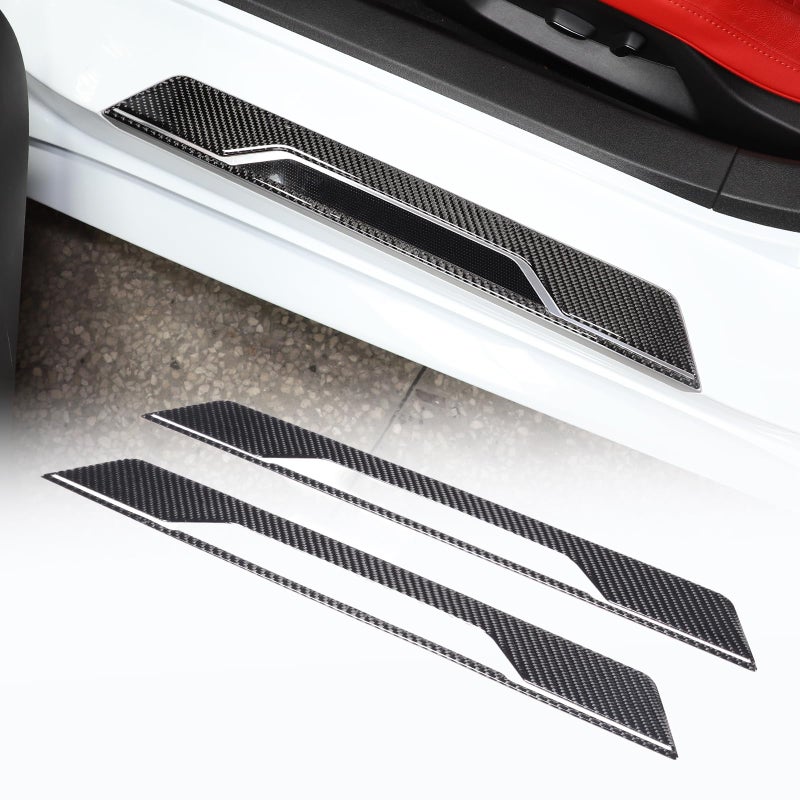 CHEAYAR Car Inner Door Sill Cover Scuff Plate Trim Sticker Compatible with Corvette C8 Stingray 20202023 Door Sill Guard Trim Sticker Soft Carbon Fiber Interior Accessories