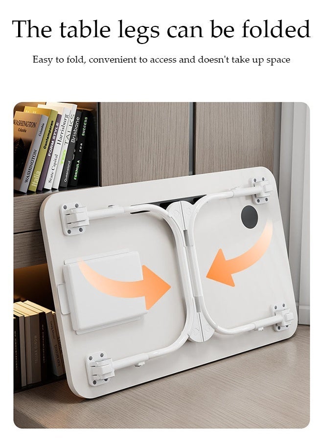 DUNISO Laptop Desk for Bed Height Adjustable, Lap Bed Table with Storage Drawer, Cup Holder and Tablet Stand Book Shelf, Foldable Breakfast Tray Portable for Reading Writing,White - Image 5