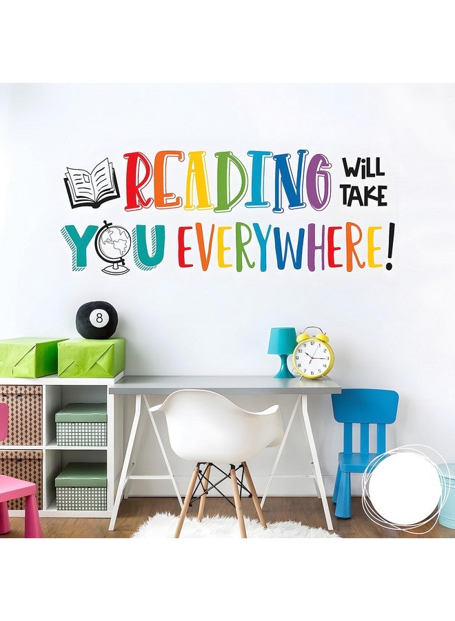Finduat Reading Will Take You Everywhere Inspirational Quote Wall Decal Sticker Motivational Phrase Nursery Decoration Classroom Bedroom Playroom Art Kid Study Room Library Wall Sticker Decor - Image 3