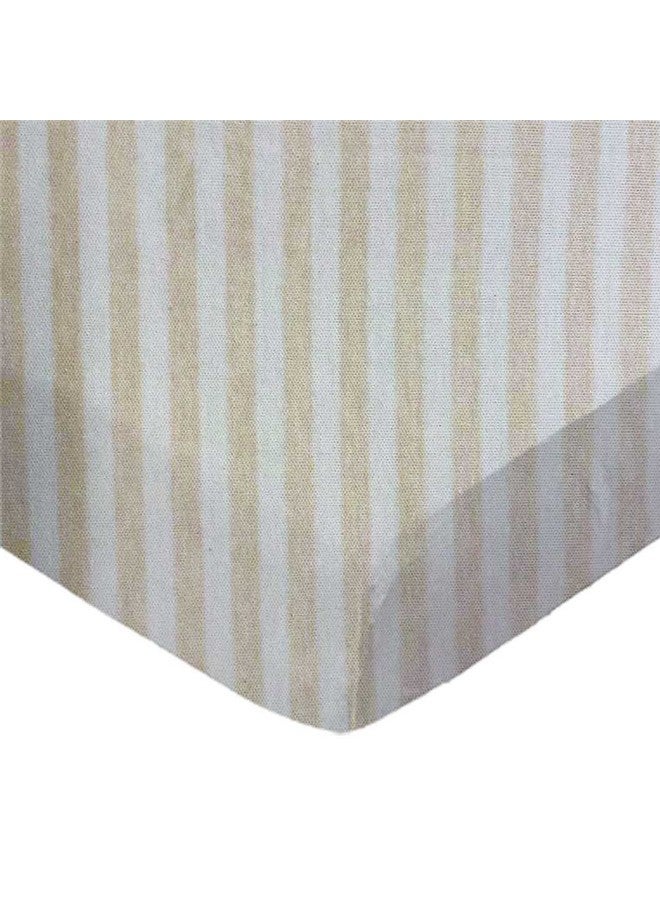 SHEETWORLD.COM SheetWorld Baby Fitted Cradle Sheet 18 x 36 inches, 100% Cotton Jersey Hypoallergenic Sheet, Unisex Boy Girl, Beige Stripes, Made in USA - Image 1