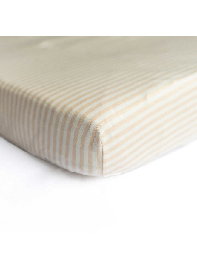 SHEETWORLD.COM SheetWorld Baby Fitted Cradle Sheet 18 x 36 inches, 100% Cotton Jersey Hypoallergenic Sheet, Unisex Boy Girl, Beige Stripes, Made in USA - Image 5