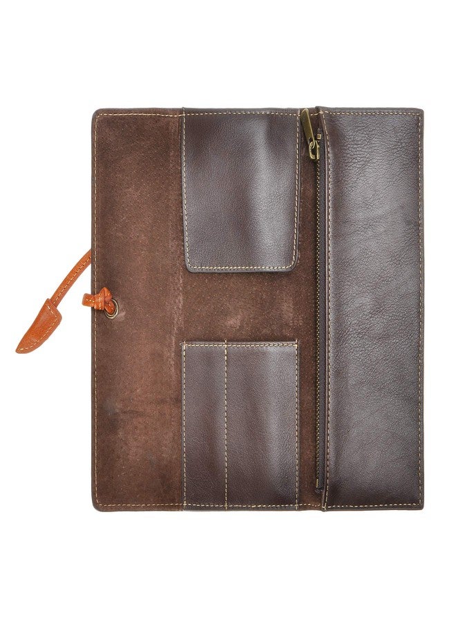 ZLYC Handmade Leather Pen Case Pencil Holder Soft Roll Wrap Bag Pouch Stationery Gift for Students, Coffee - Image 1