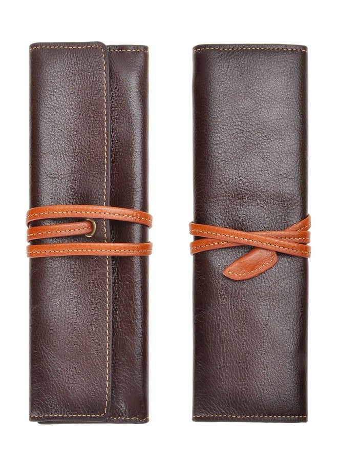 ZLYC Handmade Leather Pen Case Pencil Holder Soft Roll Wrap Bag Pouch Stationery Gift for Students, Coffee - Image 4