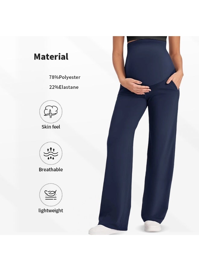 Women's High-waisted, High-elasticity, Straight-leg Maternity Pants That Support the Belly; Suitable for Casual Wear As Outerwear; Breathable and Does not Constrict the Belly. - Image 2