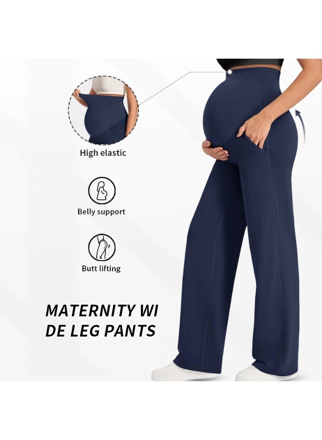 Women's High-waisted, High-elasticity, Straight-leg Maternity Pants That Support the Belly; Suitable for Casual Wear As Outerwear; Breathable and Does not Constrict the Belly. - Image 1