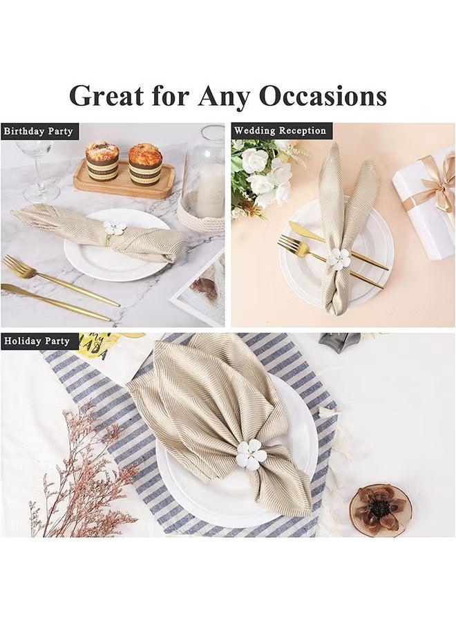 Napkin Rings, Table Alloy Petal Napkin Buckle Napkin Ring Flowers Dinner Tables Rings Elegant Ornament Table Setting Decoration for Wedding, Holiday, Party, White Set of 6  - Image 5