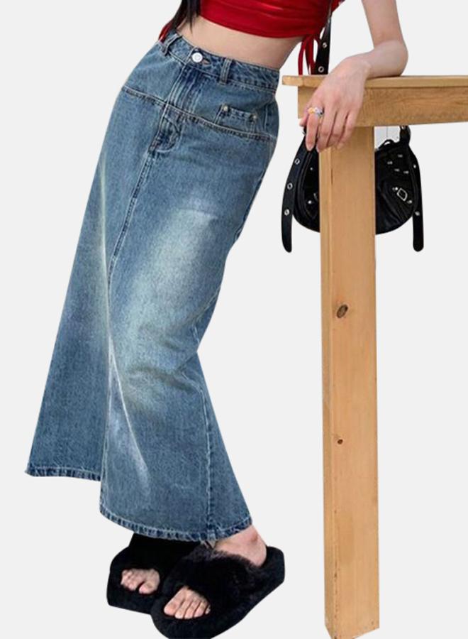 YUNIQEE Blue A-Line Denim Maxi Denim Skirt - Image 2