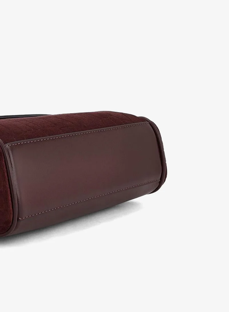 Celeste BURGUNDY Suede Textured Satchel Bag With Detachable Strap for Women | Best Price UAE