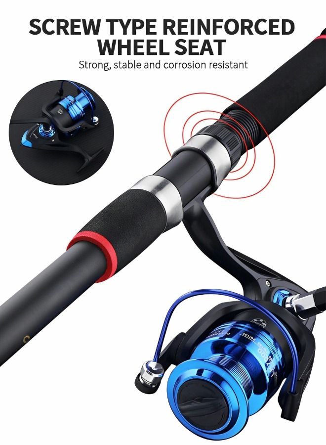 GROIC مجموعة طُعم صيد الأسماك في البحر الصلب، مجموعة صنارة صيد وبكرة تلسكوبية محمولة، مع أدوات صيد وشبكة صيد ومعدات صيد وطُعم صيد السمك وقطب بحر كامل - Image 2