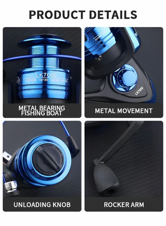 GROIC مجموعة طُعم صيد الأسماك في البحر الصلب، مجموعة صنارة صيد وبكرة تلسكوبية محمولة، مع أدوات صيد وشبكة صيد ومعدات صيد وطُعم صيد السمك وقطب بحر كامل - Image 4