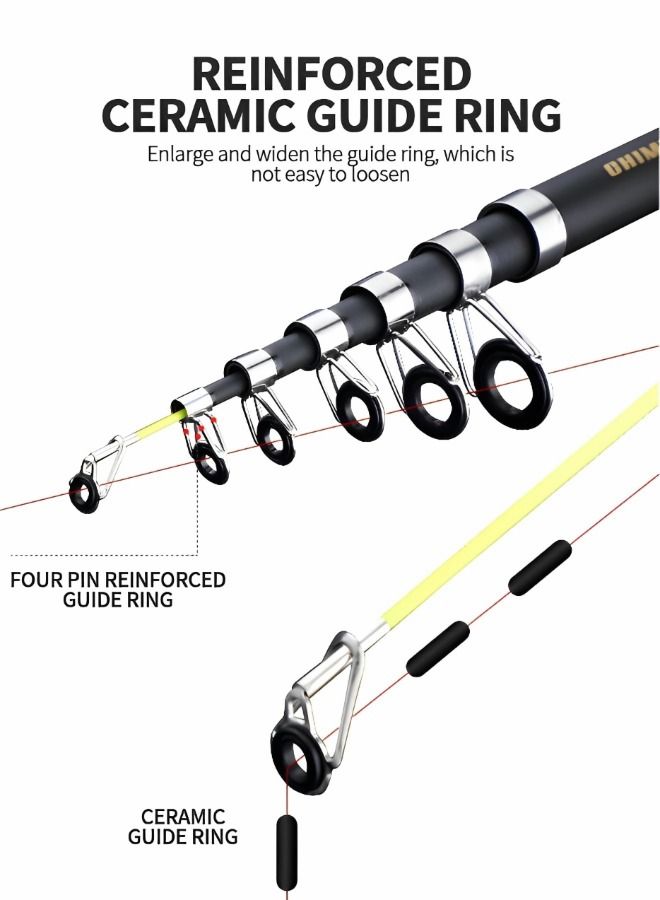 GROIC مجموعة طُعم صيد الأسماك في البحر الصلب، مجموعة صنارة صيد وبكرة تلسكوبية محمولة، مع أدوات صيد وشبكة صيد ومعدات صيد وطُعم صيد السمك وقطب بحر كامل - Image 5