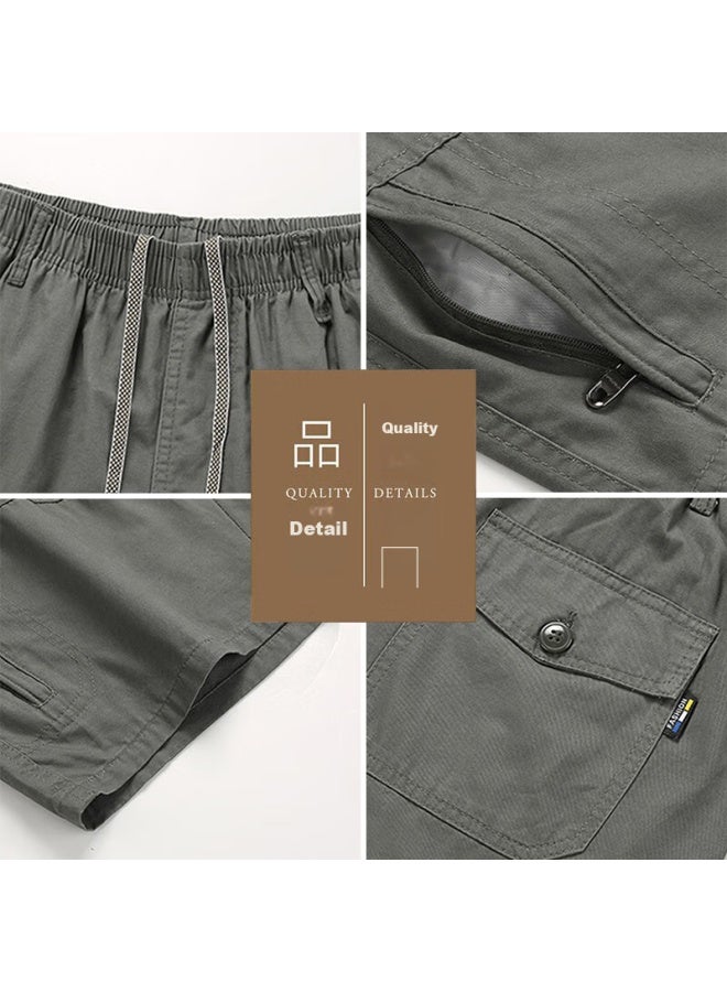 Tucano Tucano Men's Shorts, Summer Pure Cotton, Trendy Versatile Solid Color, Lightweight Breathable Sports Shorts, Army Green, 5xl - Image 2
