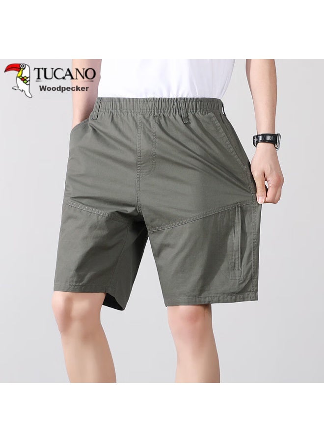 Tucano Tucano Men's Shorts, Summer Pure Cotton, Trendy Versatile Solid Color, Lightweight Breathable Sports Shorts, Army Green, 5xl - Image 3