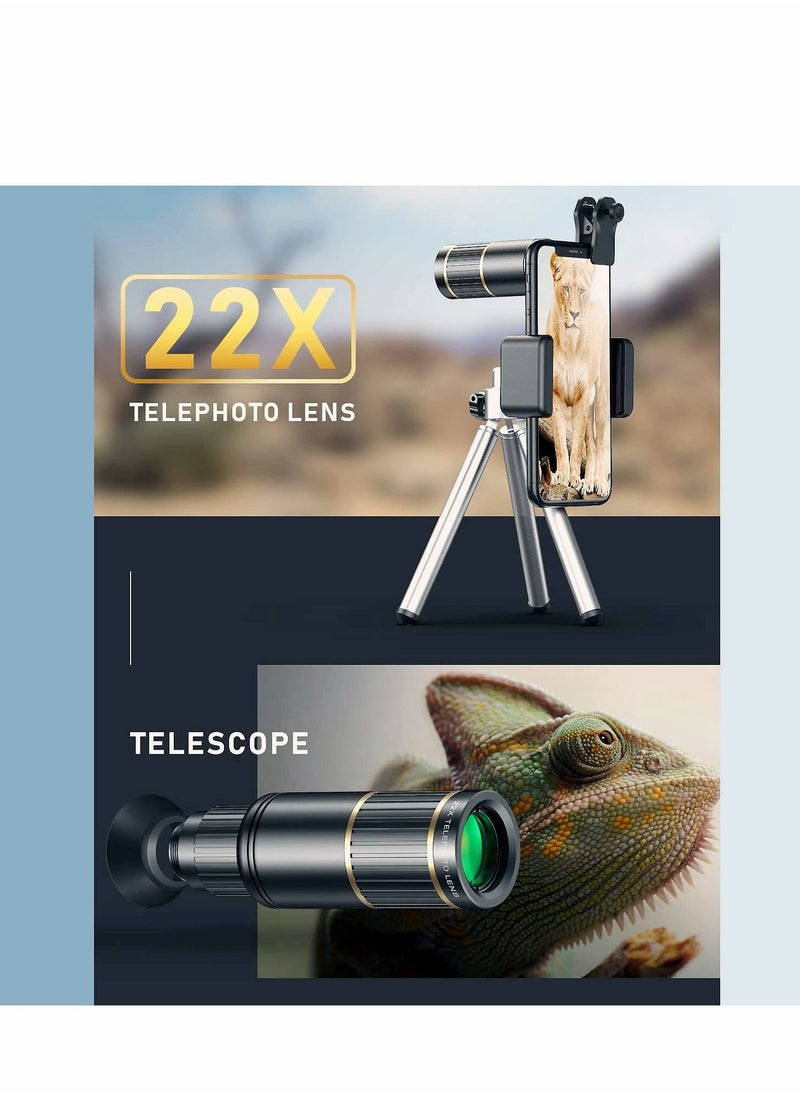 Generic Phone Camera Lens Kit 4 in 1, Attachment for SmartPhone, 22X Telephoto Lens, 205° Fisheye 4K HD 0.67X Wide Angle 25X Macro Compatible with all Phones  - Image 2
