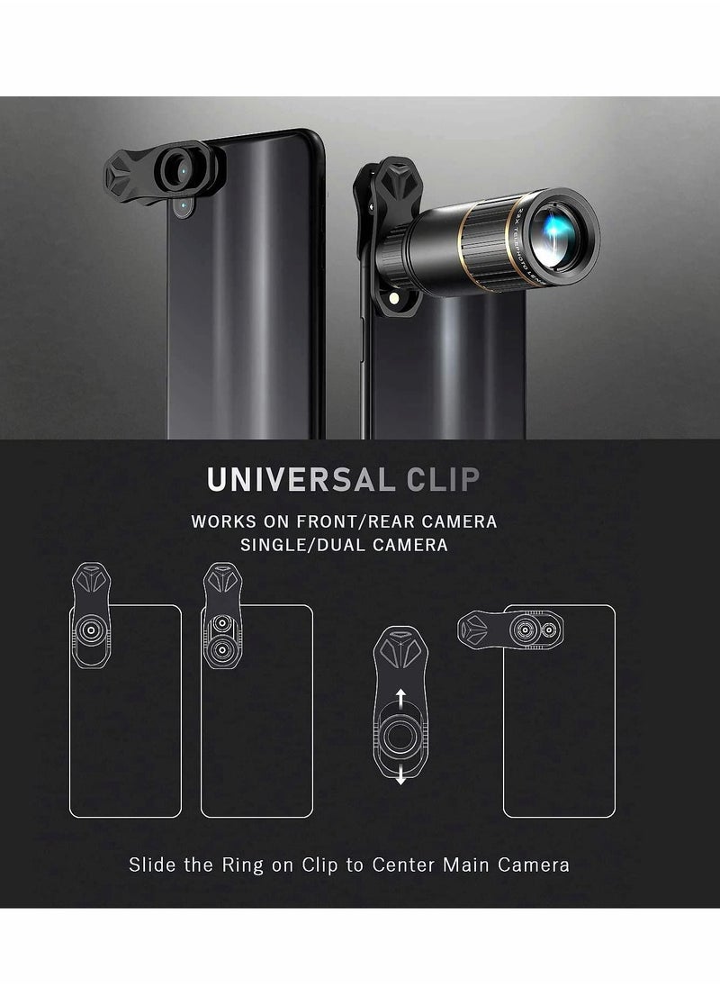 Generic Phone Camera Lens Kit 4 in 1, Attachment for SmartPhone, 22X Telephoto Lens, 205° Fisheye 4K HD 0.67X Wide Angle 25X Macro Compatible with all Phones  - Image 5