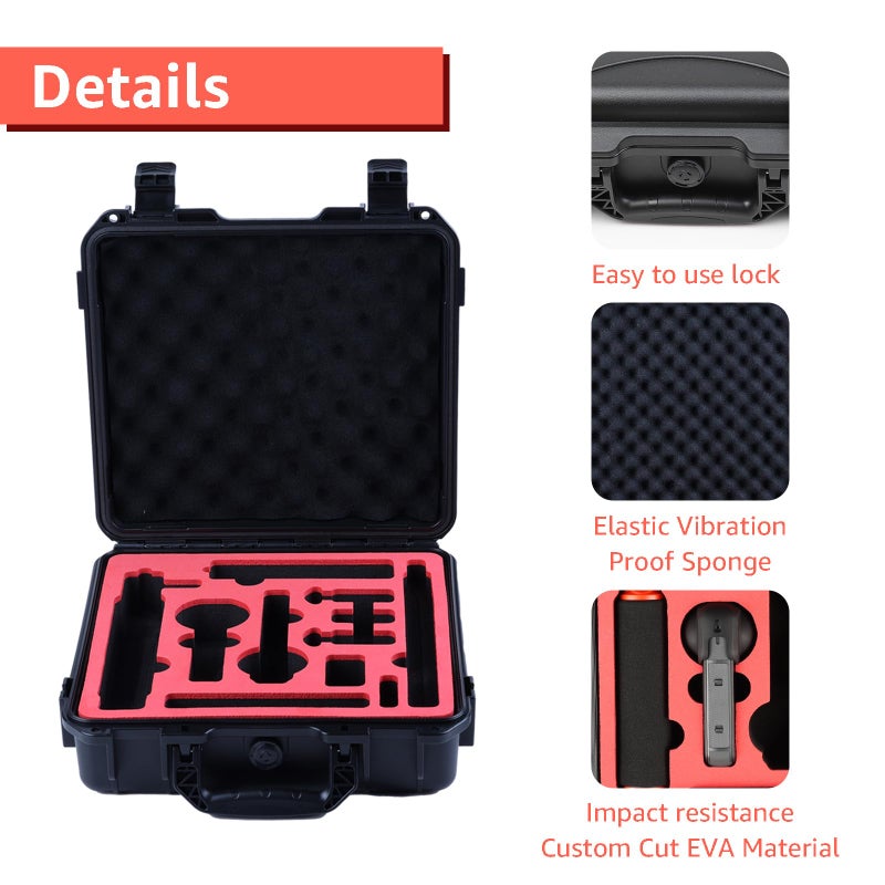 Drogear Waterproof Hard Case for Insta360 X5 Essentials Bundle/X4/X3 | Holds Up to 6 Batteries | Shockproof & Dustproof Protection | Fits Floating Hand Grip, Selfie Stick, Lens Guards & Accessories - Image 3