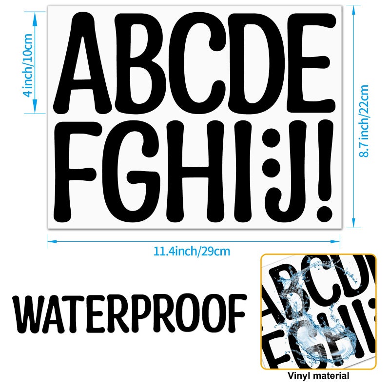 Bemeol 30 Sheets Large Letter Stickers 4 Inch Alphabet Letter Stickers Self Adhesive Sticker Letters for Bulletin Boards Classroom Home Decor(Black) - Image 3
