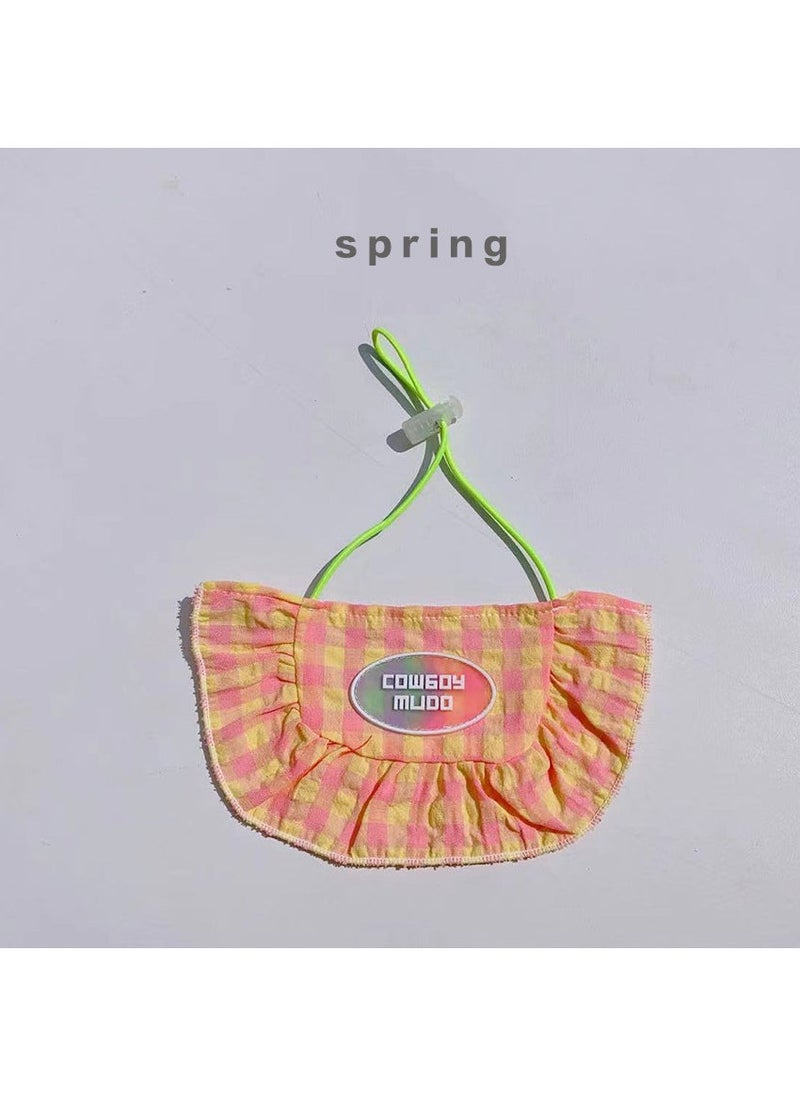 Generic Pet saliva towel collar adjustable plaid dog bib cat supplies cat scarf factory wholesale special price orange lattice