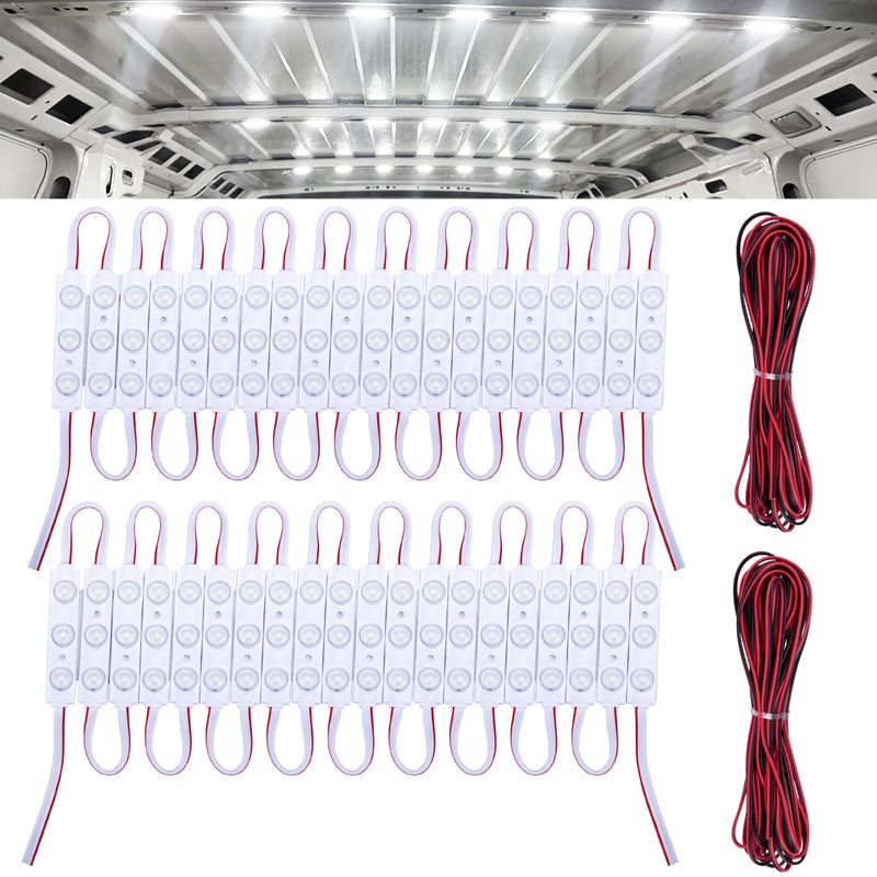 ecocstm 120 Led Van Interior Light Kits, 12V Led Light Strip, Cargo Van Accessories, Ceiling Work Lights Kit, Enclosed Trailer Lights for Truck Vans RV Boats Caravans, 40 Modules(White) - Image 1