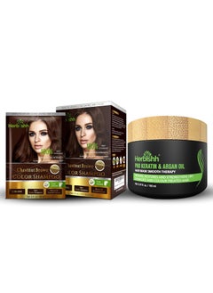Herbishh Hair Color Shampoo for Gray Hair Chesnut Brown  Argan Hair MaskDeep Conditioning 150 gm