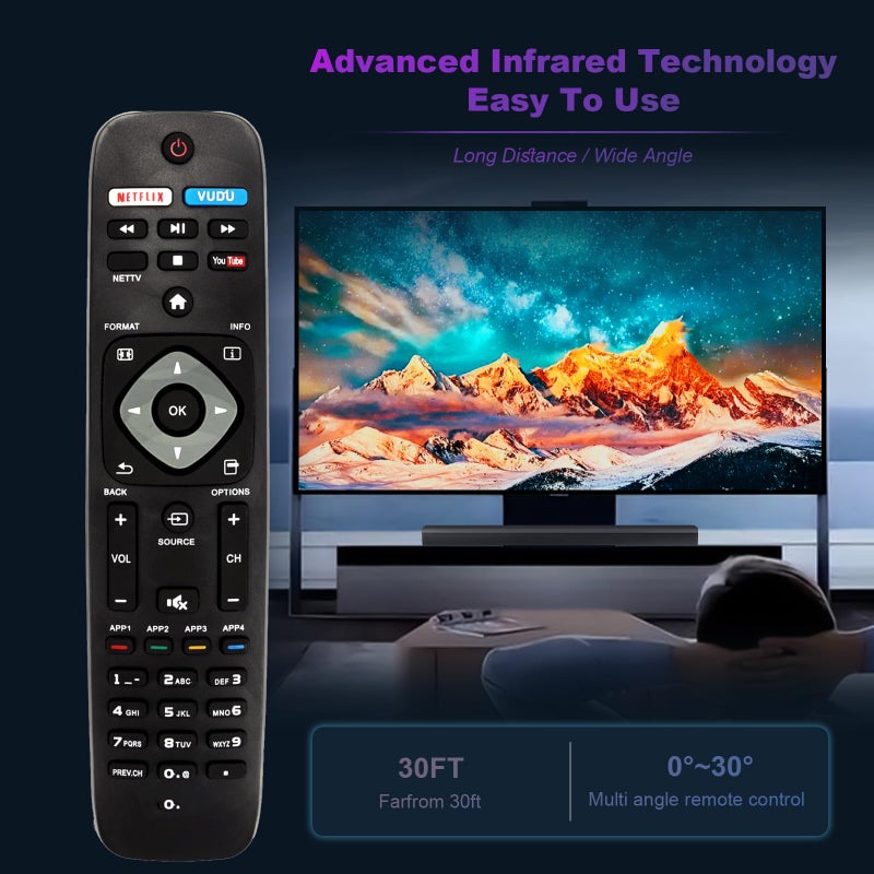 AULCMEET NH500UP New Replaced Remote Control Compatible with PHILIPS TV 55PFL5601/F7 55PFL5901 55PFL5901/F7 55PFL6900 55PFL6900/F7 65PFL8900 65PFL8900/F7 50PFL5601 50PFL5601/F7 50PFL5901 50PFL5901/F7 55PFL5601 - Image 2