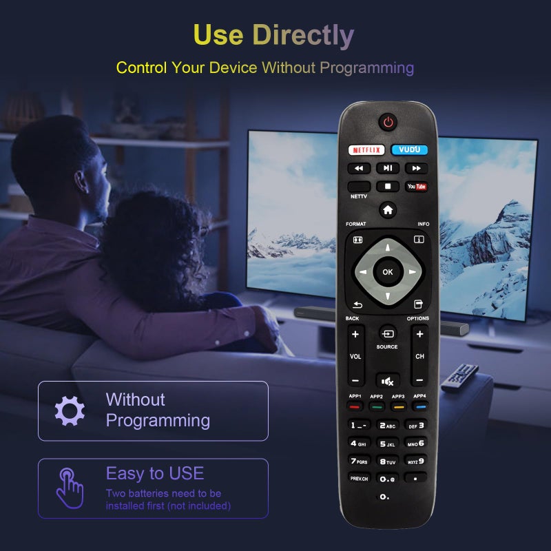 AULCMEET NH500UP New Replaced Remote Control Compatible with PHILIPS TV 55PFL5601/F7 55PFL5901 55PFL5901/F7 55PFL6900 55PFL6900/F7 65PFL8900 65PFL8900/F7 50PFL5601 50PFL5601/F7 50PFL5901 50PFL5901/F7 55PFL5601 - Image 3