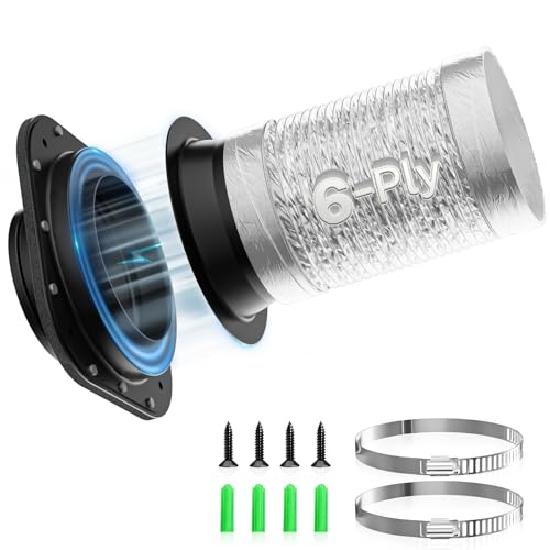 Hon&Guan HonGuan Magnetic Dryer Vent Coupling Connector Kit DV180 Upgraded Inner Ring Design 6Ply 4 x 3ft Aluminum Foil Dryer Vent Hose for Tight Space 2 Clamps Black - Image 1