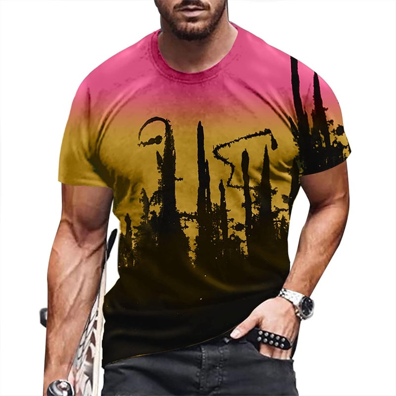 comfrt Short-Sleeve Hawaiian Shirt for Men Unisex Fashion T-Shirt Stretch Workout Tee Top Quick-Dry Golf Shirt - Image 2