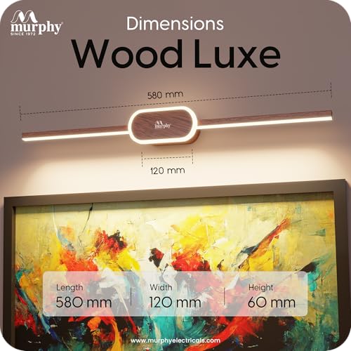 Murphy 16W+2W LED Mirror Light | 3 Color Changing (White/Warm/Natural) | Wooden Finish, Modern Over Mirror Bathroom/Dressing Table Light | Pack of 1 | 2-Year Warranty - Image 5