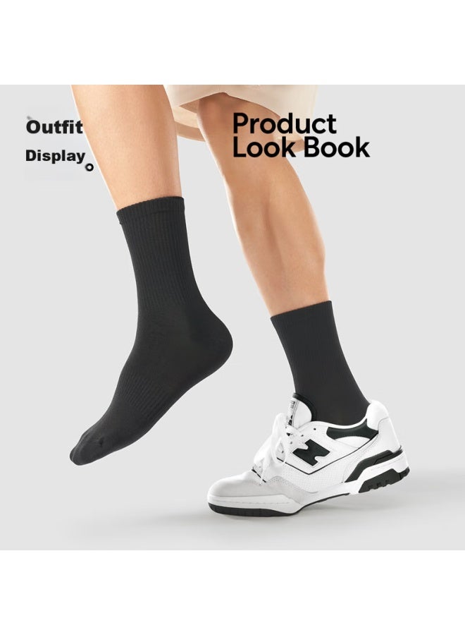 Semir Men's Socks, 100% Pure Cotton, 10a Antibacterial, Odor-resistant, Sweat-absorbing, Breathable, Mid-calf Socks, Casual Socks, 5 Pairs - Image 4