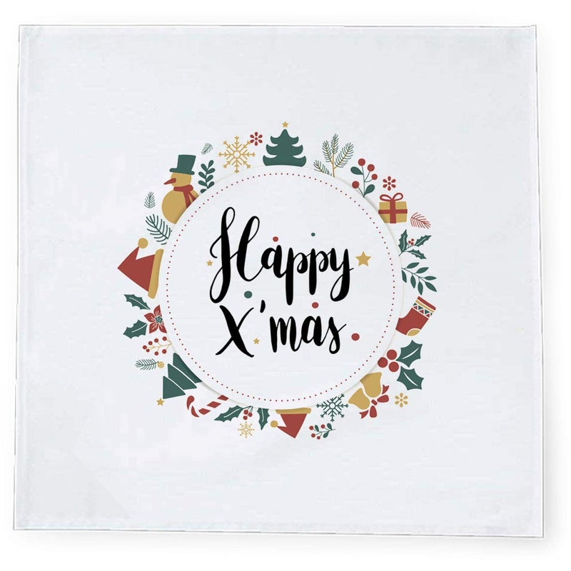 Khakee 6 Pcs Christmas Theme Tafta Silk Table Napkins 10x 10 for Xmas Decoration Christmas OrnamentsChristmas Gift npxmas228P - Image 2