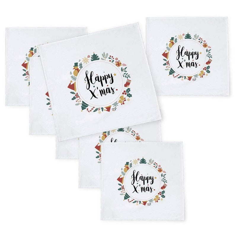 Khakee 6 Pcs Christmas Theme Tafta Silk Table Napkins 10x 10 for Xmas Decoration Christmas OrnamentsChristmas Gift npxmas228P - Image 1