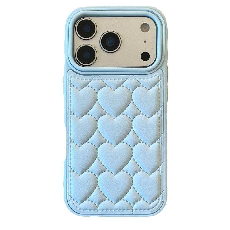 غطاء واقي | مقاوم للصدمات لـ iPhone 17 / 17 Air / 17 Pro / 17 Pro Max | نقش قلب بارز | قبضة مضادة للانزلاق | أزرق - Image 1