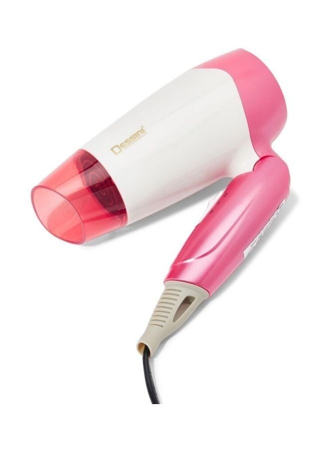 DESSINI Mini Travel Hair Dryer White/Pink 20cm - Image 2