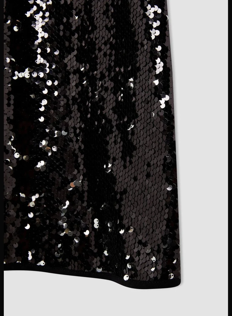 DeFacto Short Sleeve Sequined Mini Dress