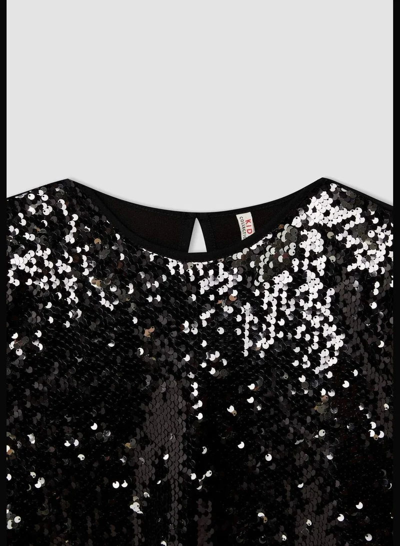 DeFacto Short Sleeve Sequined Mini Dress