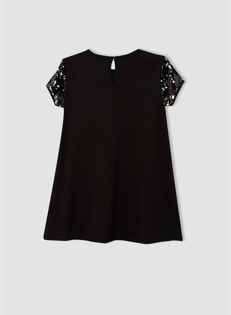 DeFacto Short Sleeve Sequined Mini Dress