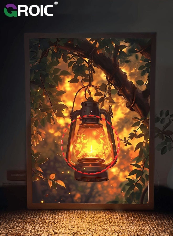 جرويك إطار ملصق LED، إطار إضاءة خلفية، إطار صور، حامل إضاءة مع باهتة بثلاثة ألوان، تحكم باللمس، سطوع قابل للتعديل 8 بوصة - Image 4