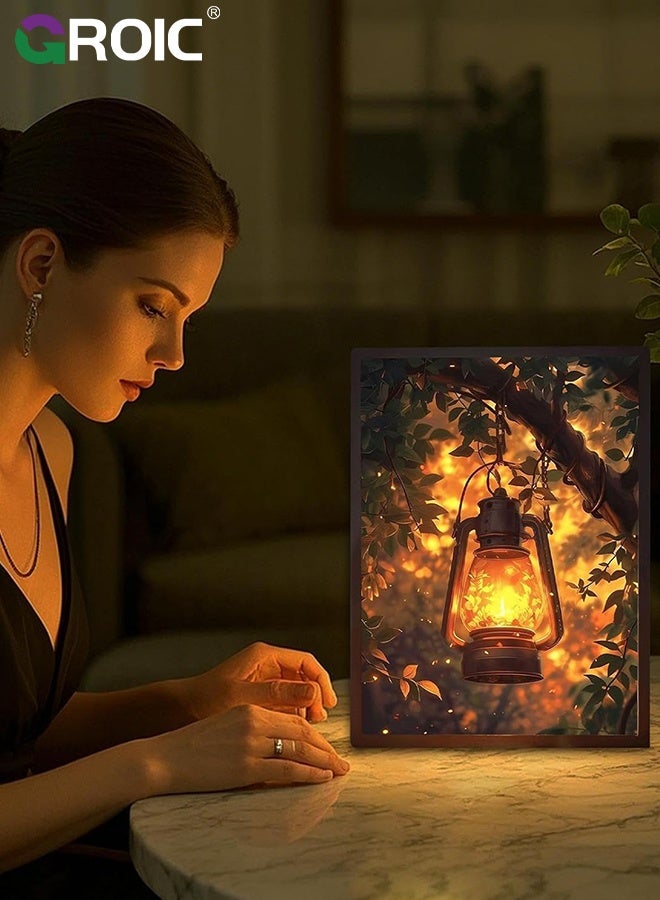 جرويك إطار ملصق LED، إطار إضاءة خلفية، إطار صور، حامل إضاءة مع باهتة بثلاثة ألوان، تحكم باللمس، سطوع قابل للتعديل 8 بوصة - Image 5