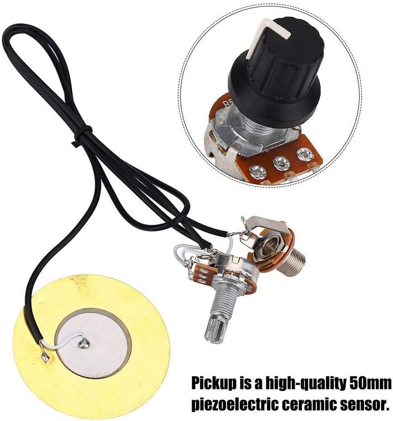 ONWON Onown Pickup Wiring Kit - Piezo 50mm Sensitive Transducer Pickups Prewired Amplifier with 6.35mm Output Jack for Cigar Box Guitars and Acoustic Instruments - Image 2