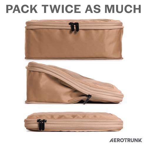 Aerotrunk Compression Packing Cubes for Travel - Luggage Organizer Bags - Double Zipper Packing Cubes for Suitcases (6-Pack, Mocha) - Image 2