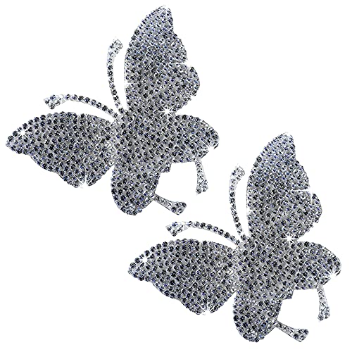 HungMieh 2 PCS Car Decals for Women Bling Rhinestone Butterfly Stickers with SelfAdhesive Backing for Car InteriorExterior Window Motorcycle Helmet Laptop Tumbler Luggage Guitar Yeti Cups - Image 1