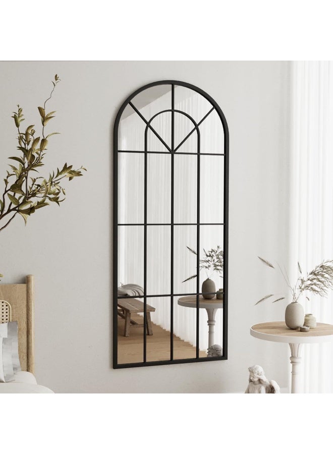 فيبارتي مرآة طويلة مقوسة بإطار معدني أبيض كبير، مقاس 180×80 سم، مناسبة للأرضية أو الوضعية أو التثبيت على الحائط، مصنوعة من زجاج عالي الجودة مقاوم للانفجار، مثالية لغرفة المعيشة والمدخل وغرفة النوم. - Image 5